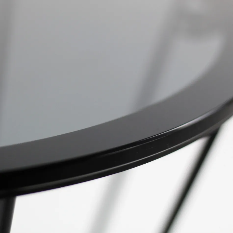 Table basse ronde avec base en acier et plateau en verre Made in Italy - Alisea Viadurini