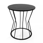 Table basse ronde avec base en acier et plateau en verre Made in Italy - Alisea Viadurini