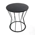 Table basse ronde avec base en acier et plateau en verre Made in Italy - Alisea Viadurini