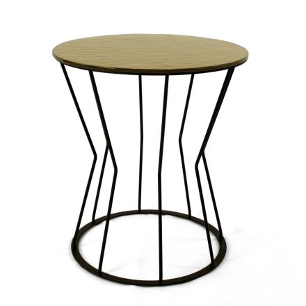 Table basse ronde avec base en acier et plateau en verre Made in Italy - Alisea Viadurini