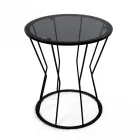 Table basse ronde avec base en acier et plateau en verre Made in Italy - Alisea Viadurini