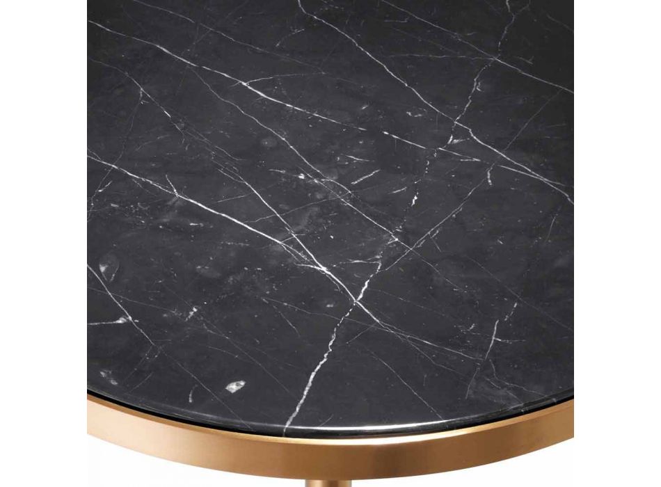 Table basse ronde en acier avec finition laiton et pierre moderne - Aprilia Viadurini