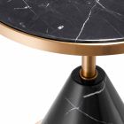 Table basse ronde en acier avec finition laiton et pierre moderne - Aprilia Viadurini