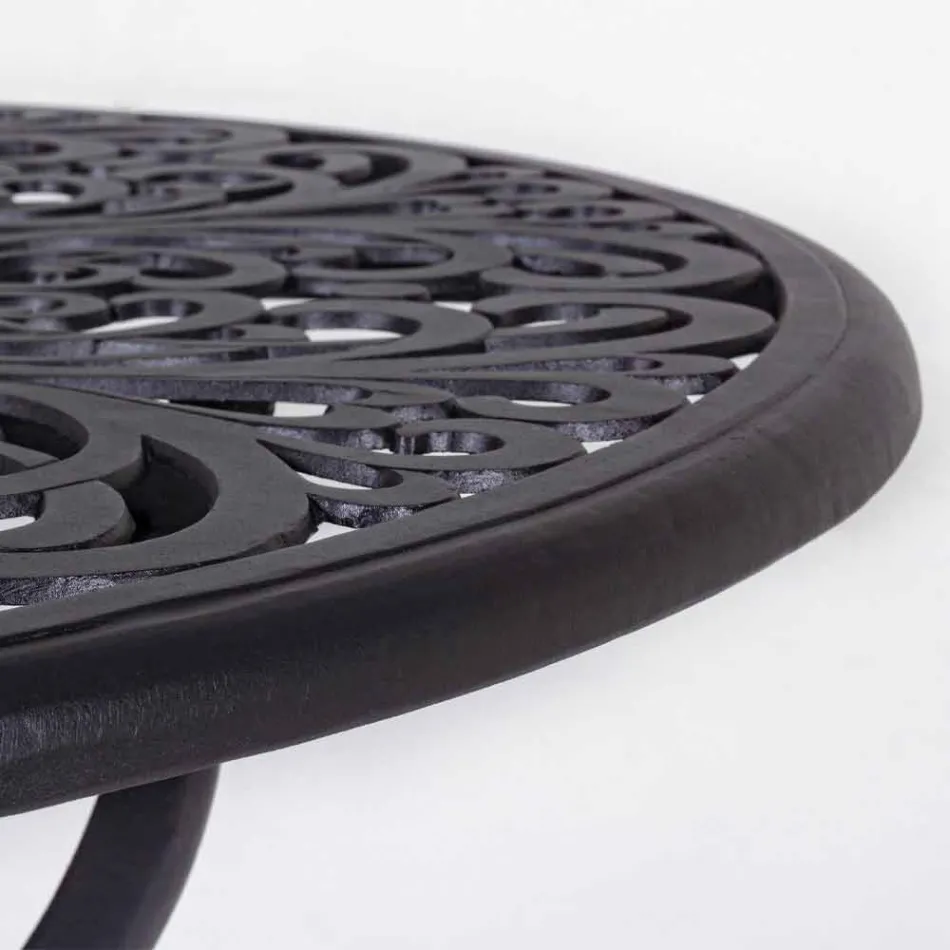 Table basse d'extérieur ronde en aluminium finition anthracite mat - Sayra Viadurini