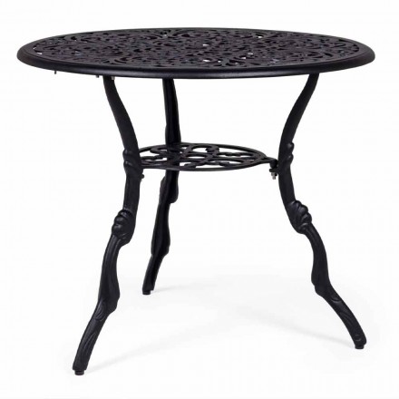 Table basse d'extérieur ronde en aluminium finition anthracite mat - Sayra Viadurini