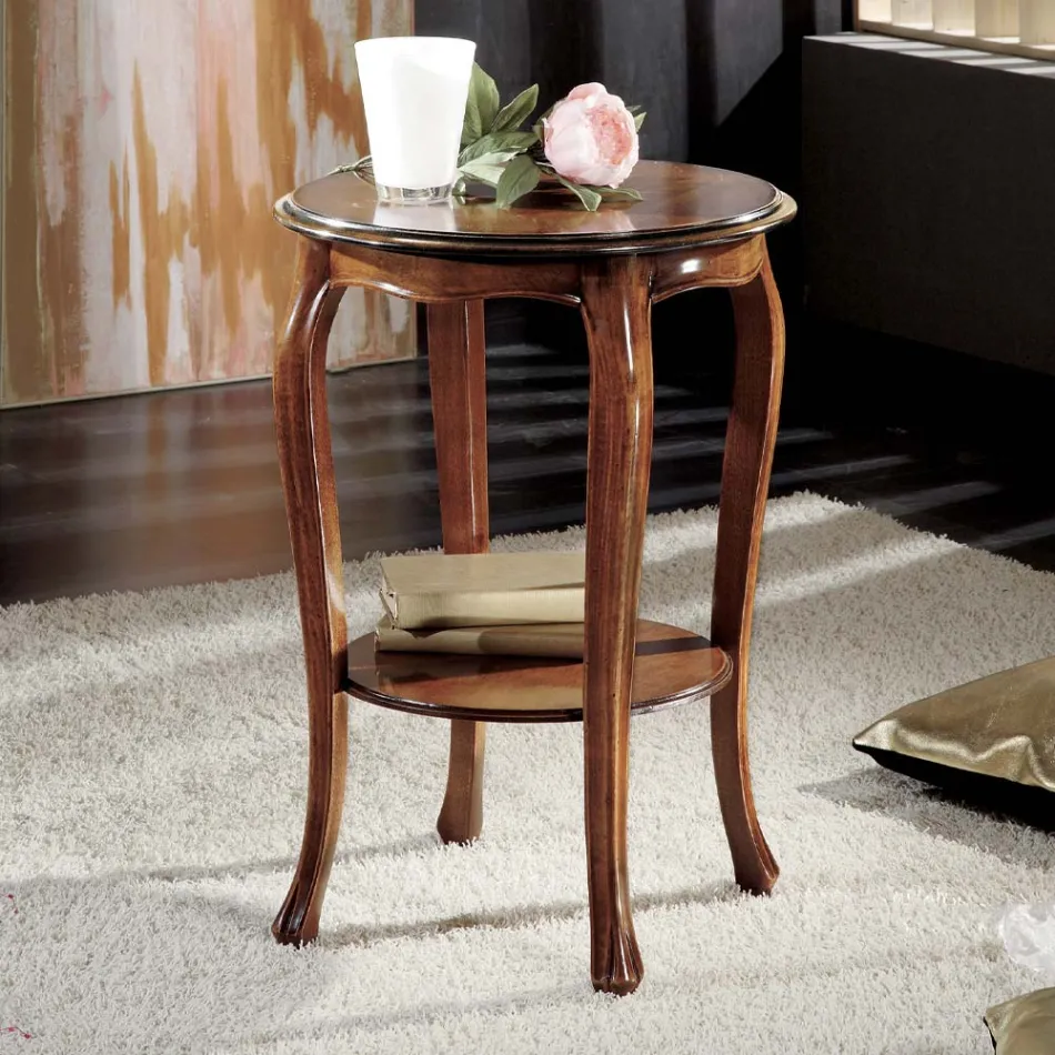 Table basse ronde avec pieds en hêtre fabriquée en Italie - Ecade Viadurini