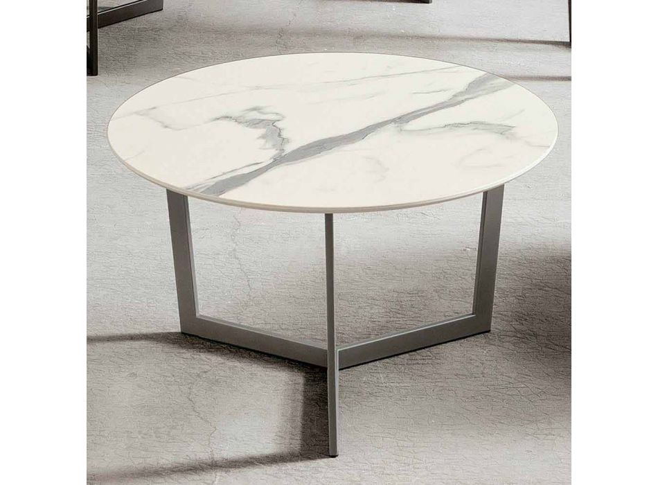 Table basse ronde avec plateau en Hpl Made in Italy - Mina Viadurini
