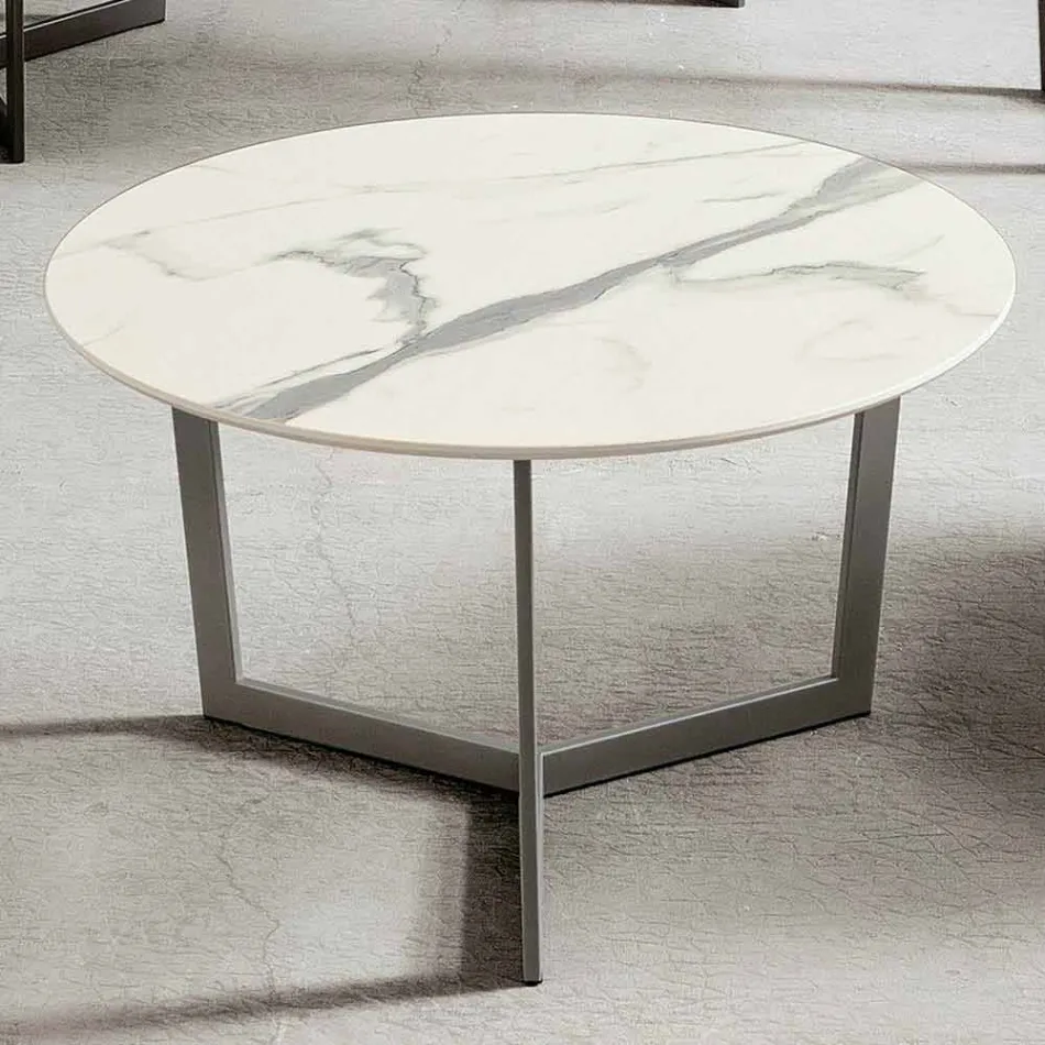 Table basse ronde avec plateau en Hpl Made in Italy - Mina Viadurini