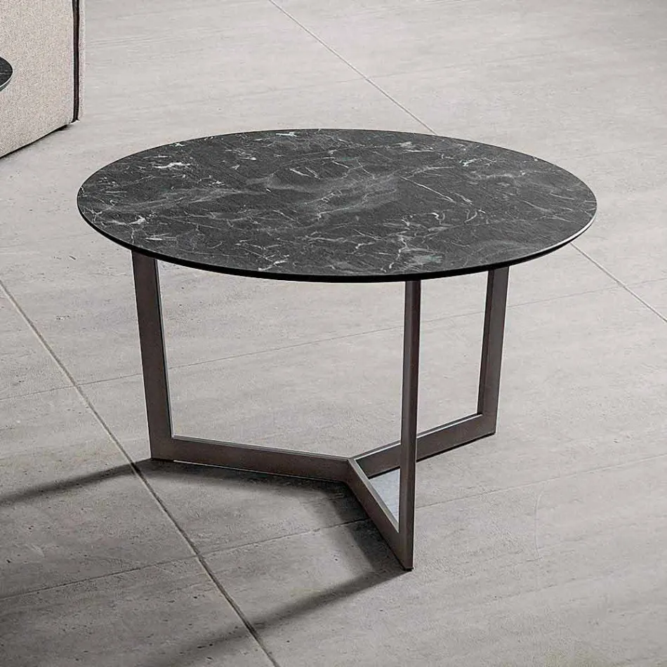 Table basse ronde avec plateau en Hpl Made in Italy - Mina Viadurini