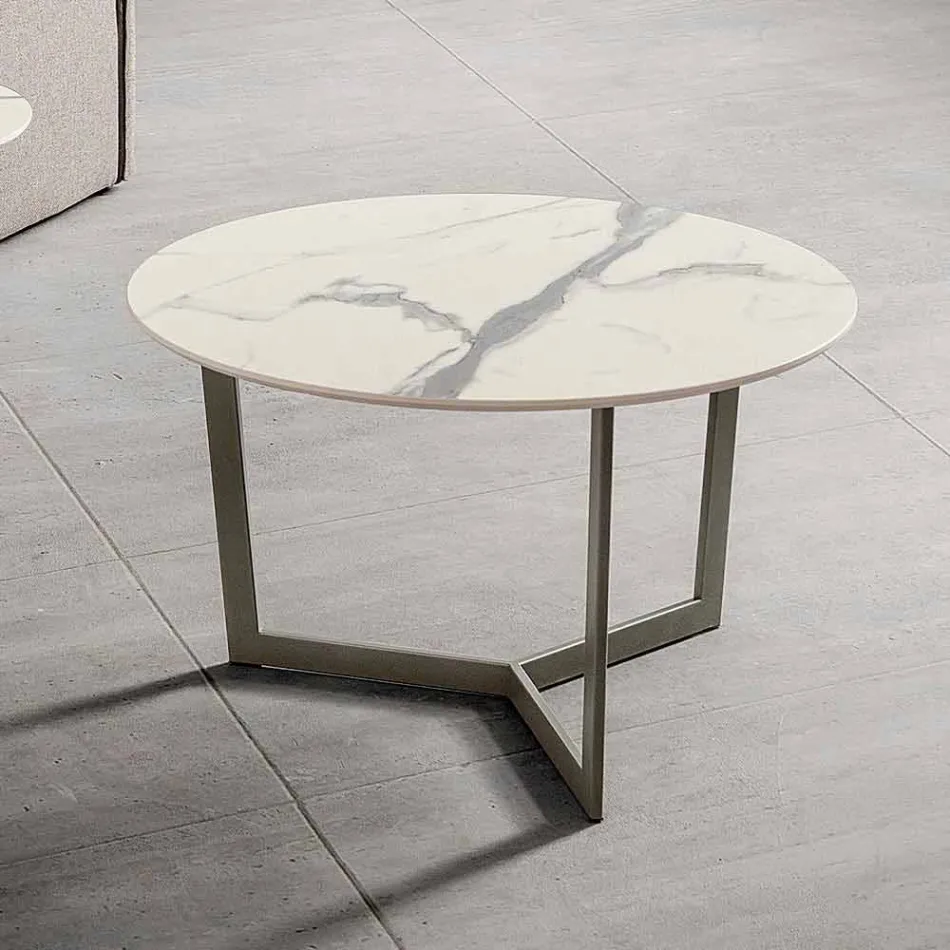 Table basse ronde avec plateau en Hpl Made in Italy - Mina Viadurini