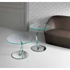 Table basse design ronde en verre extra-clair fabriquée en Italie - Akka Viadurini
