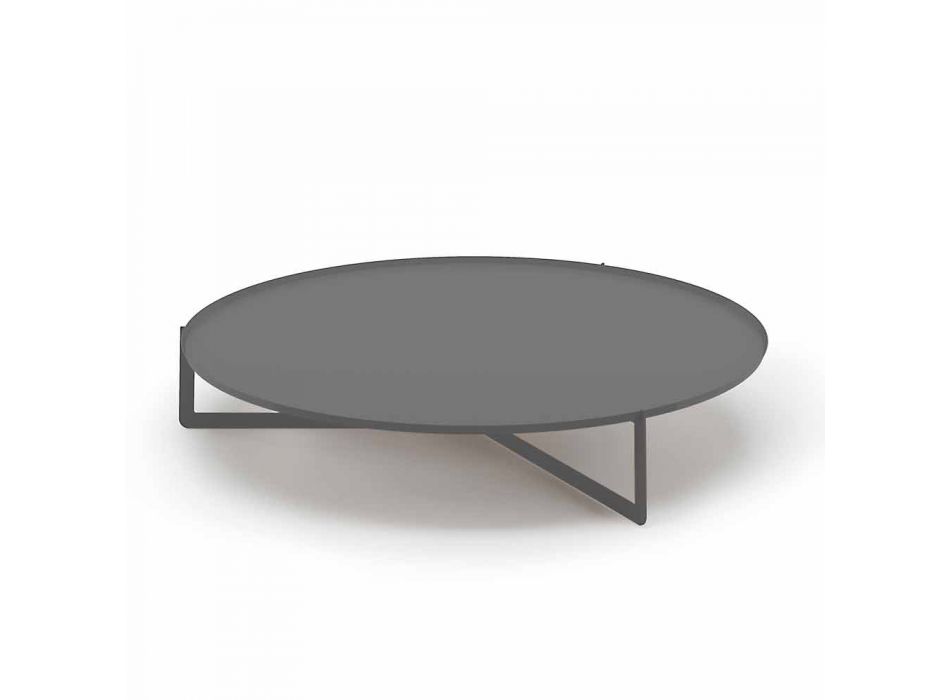 Table basse ronde pour salon extérieur en graphite ou métal boue - Stéphane Viadurini