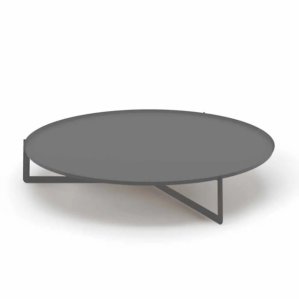 Table basse ronde pour salon extérieur en graphite ou métal boue - Stéphane Viadurini