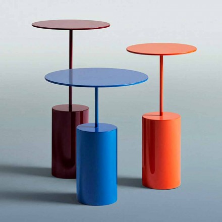Table basse ronde en tôle colorée de design moderne - Cocktail Viadurini