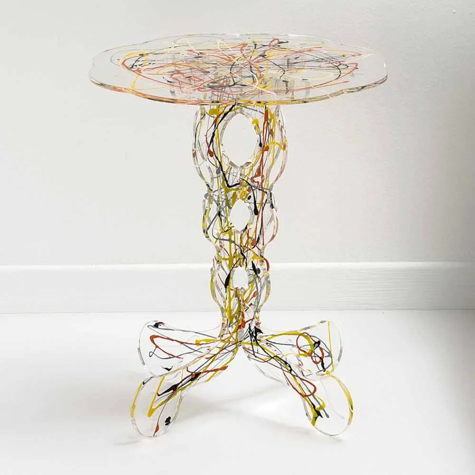 Diamètre de la table ronde 36 cm design multicolore Janis, fabriqué en Italie Viadurini