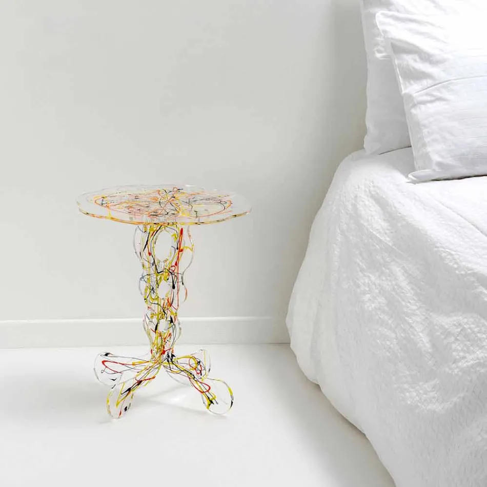 Diamètre de la table ronde 36 cm design multicolore Janis, fabriqué en Italie Viadurini