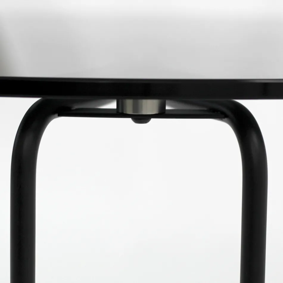 Table basse ronde en verre avec base à 3 croissants Made in Italy - Arepa Viadurini