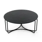 Table basse ronde en verre avec base à 3 croissants Made in Italy - Arepa Viadurini