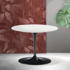 Table basse ronde Saarinen Tulip, hauteur 41 cm, en céramique Florim blanc mat - Écarlate Viadurini