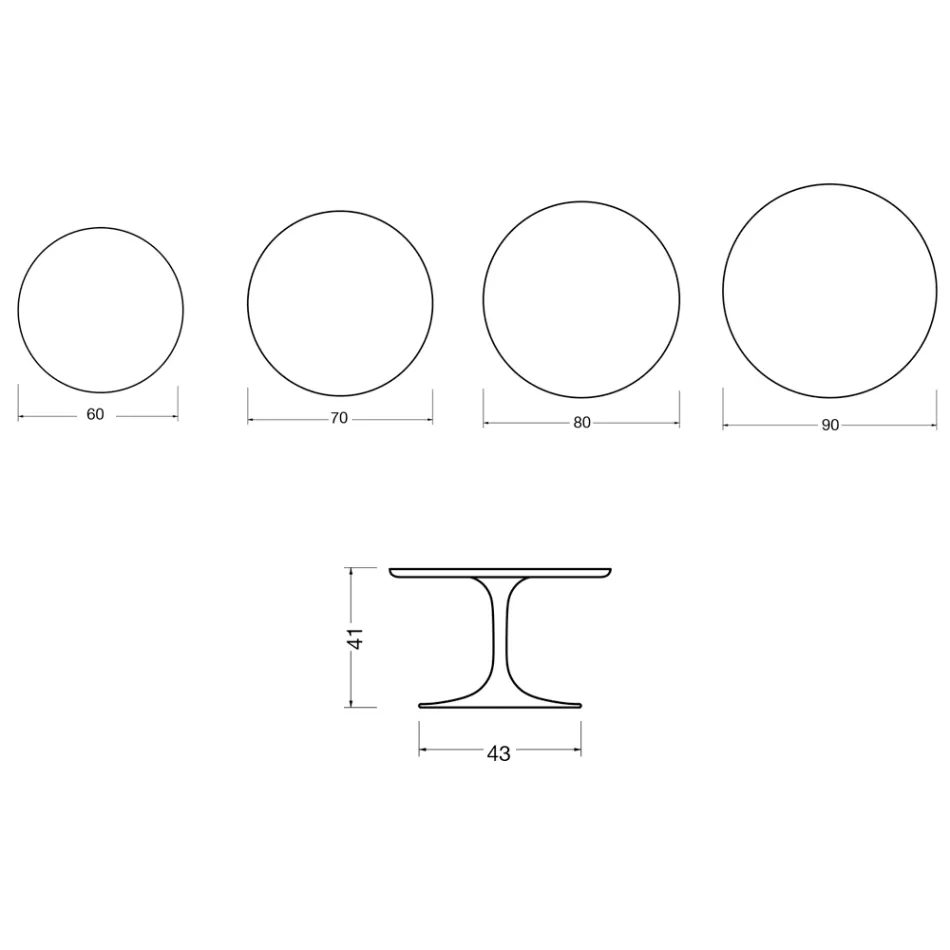 Table basse ronde Saarinen Tulip, hauteur 41 cm, en céramique Florim blanc mat - Écarlate Viadurini