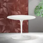 Table basse ronde Saarinen Tulip, hauteur 41 cm, en céramique Florim blanc mat - Écarlate Viadurini