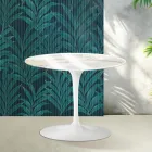 Table basse ronde Saarinen Tulip H 41 cm en céramique brillante Florim Calacatta Gold - Écarlate Viadurini