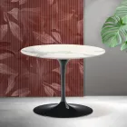 Table basse ronde Tulip de Saarinen, hauteur 41 cm, en céramique mate Florim Statuario - Écarlate Viadurini