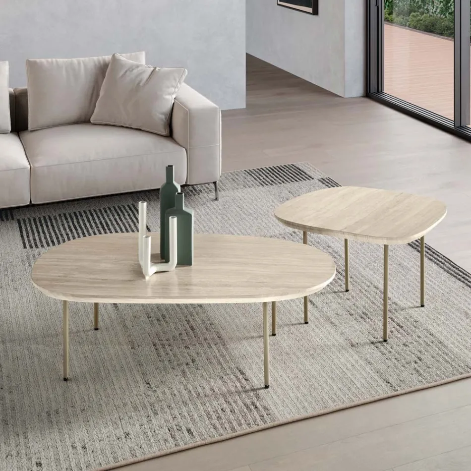Table basse en MDF profilée, disponible en deux tailles et plusieurs couleurs - Navis Viadurini