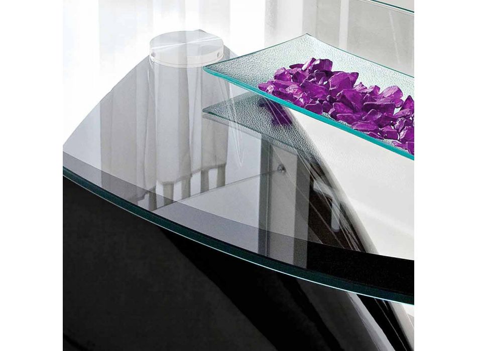 Table basse avec plateau en verre avec sérigraphie Made in Italy - Campari Viadurini