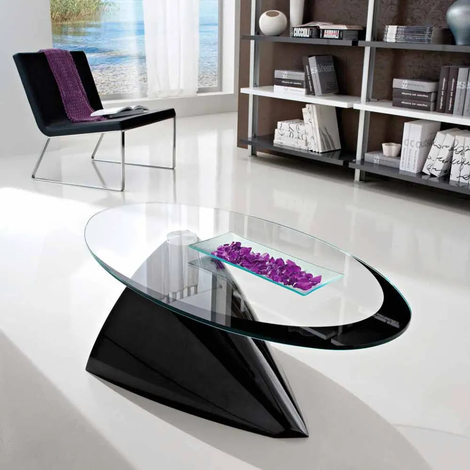 Table basse avec plateau en verre avec sérigraphie Made in Italy - Campari Viadurini