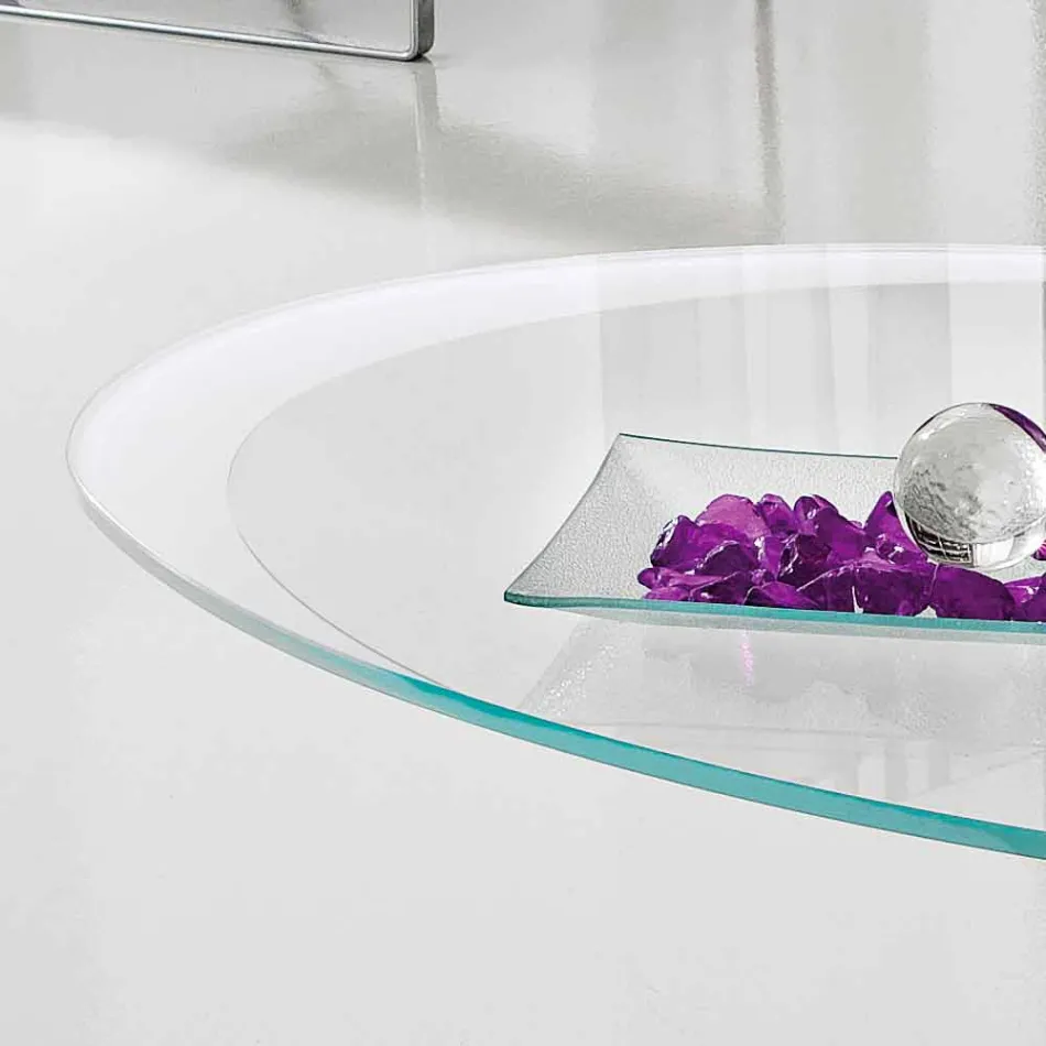 Table basse avec plateau en verre avec sérigraphie Made in Italy - Campari Viadurini