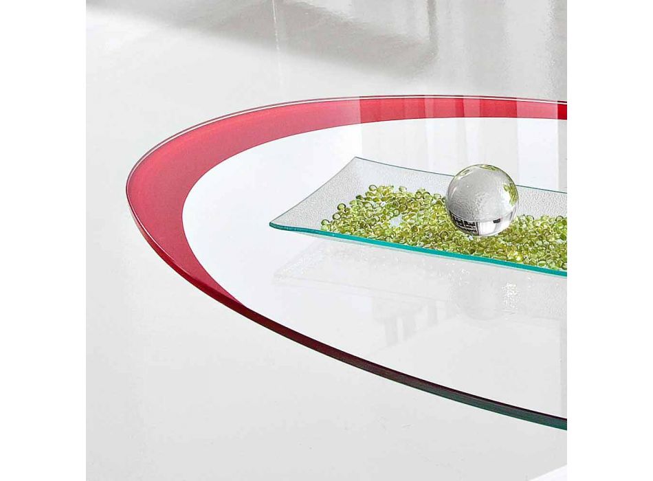 Table basse avec plateau en verre avec sérigraphie Made in Italy - Campari Viadurini