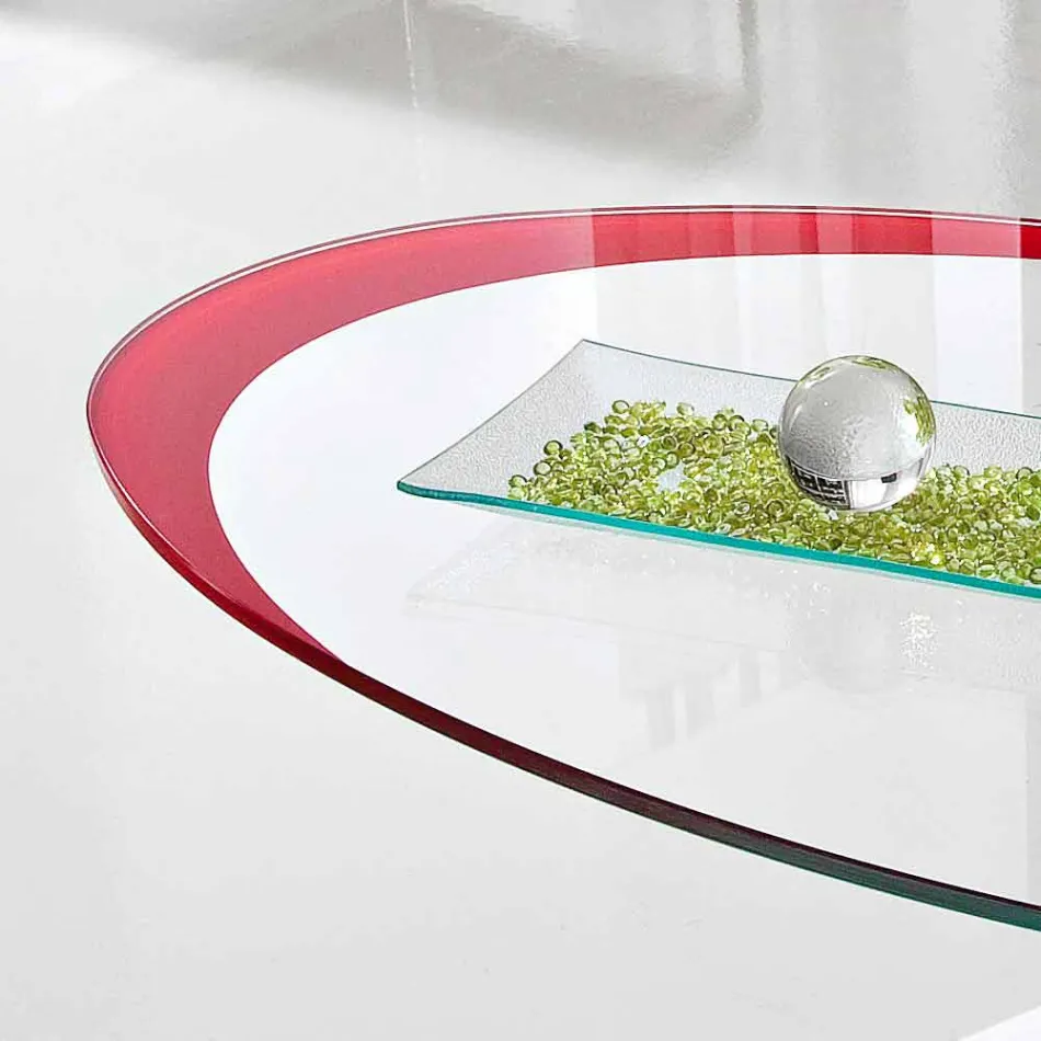 Table basse avec plateau en verre avec sérigraphie Made in Italy - Campari Viadurini