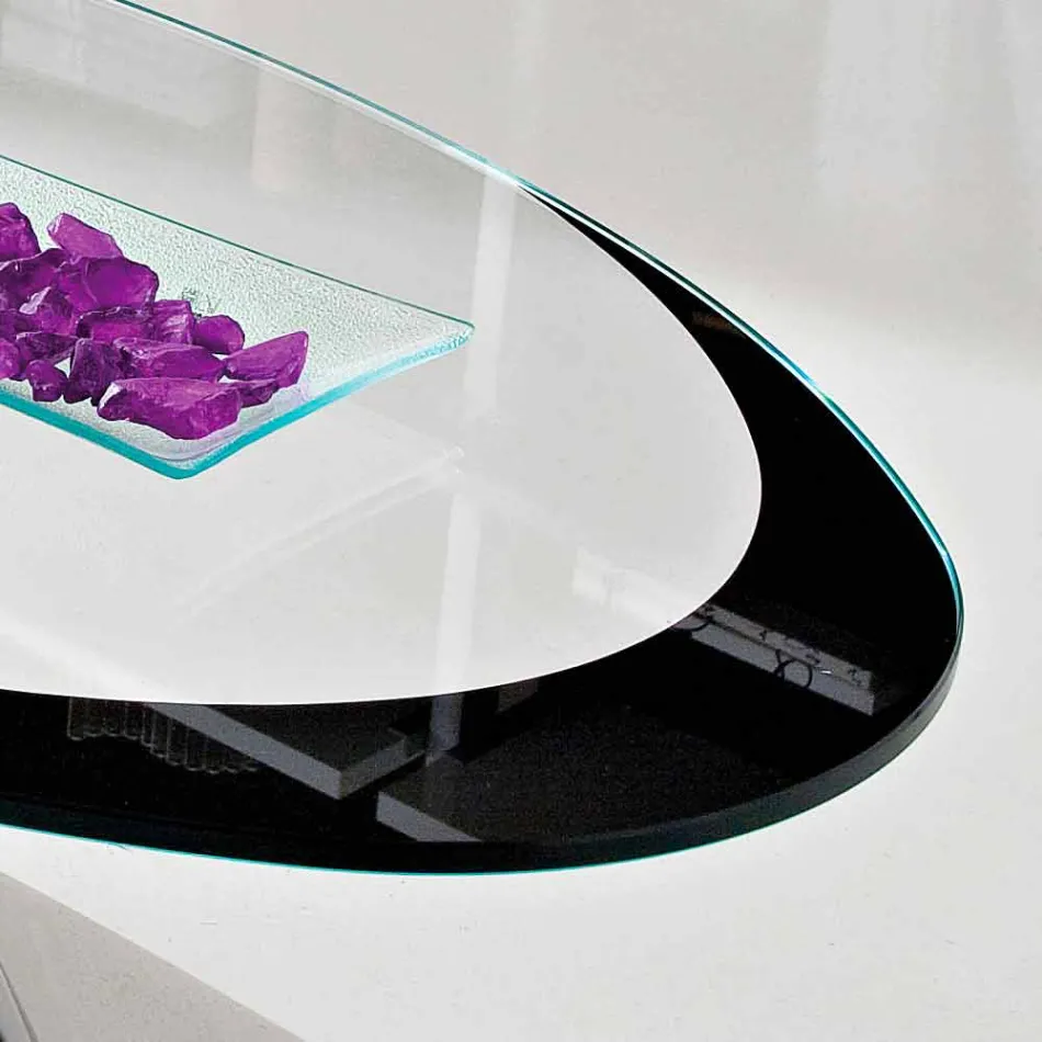 Table basse avec plateau en verre avec sérigraphie Made in Italy - Campari Viadurini