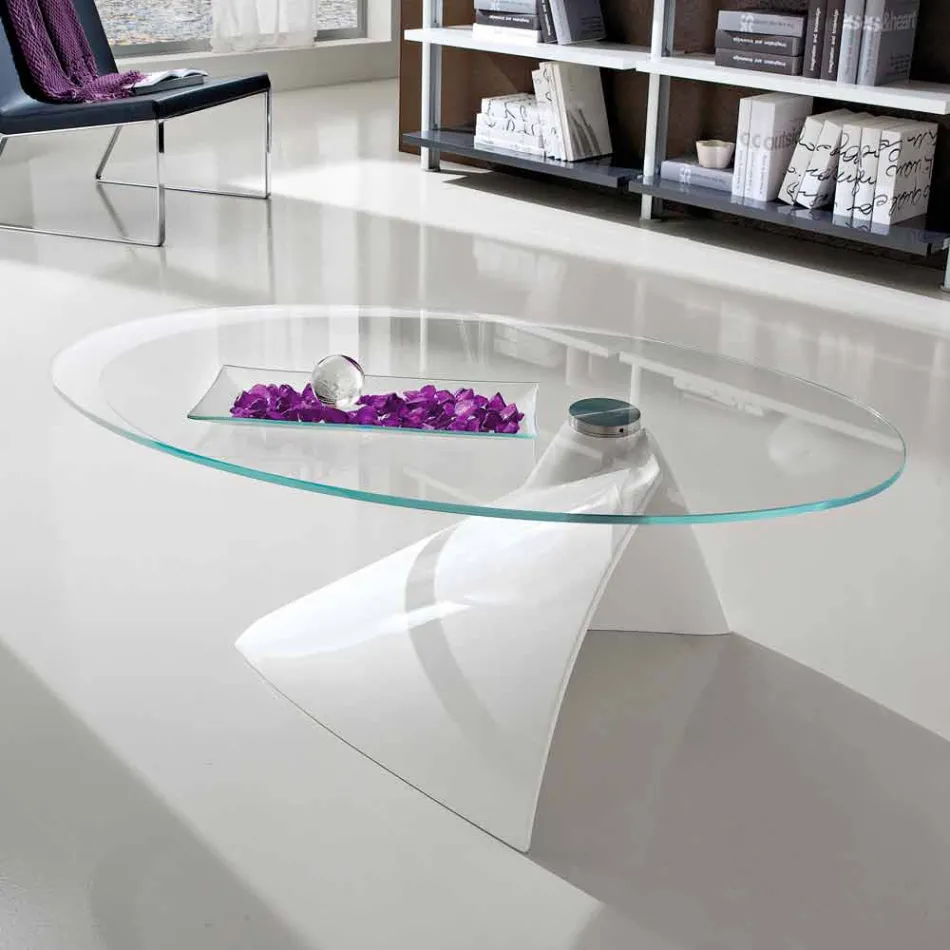 Table basse avec plateau en verre avec sérigraphie Made in Italy - Campari Viadurini