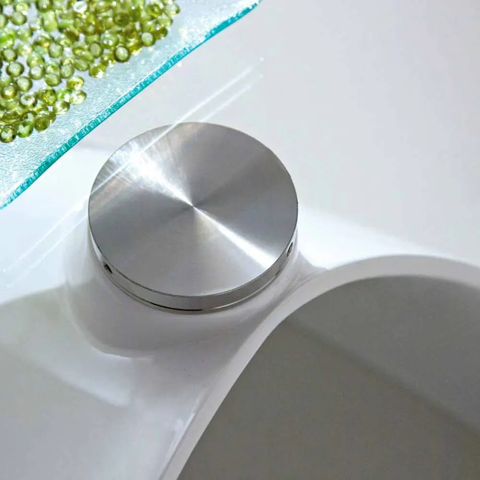 Table basse avec plateau en verre avec sérigraphie Made in Italy - Campari Viadurini