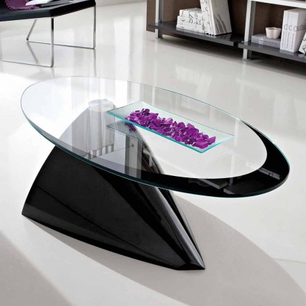 Table basse avec plateau en verre avec sérigraphie Made in Italy - Campari Viadurini
