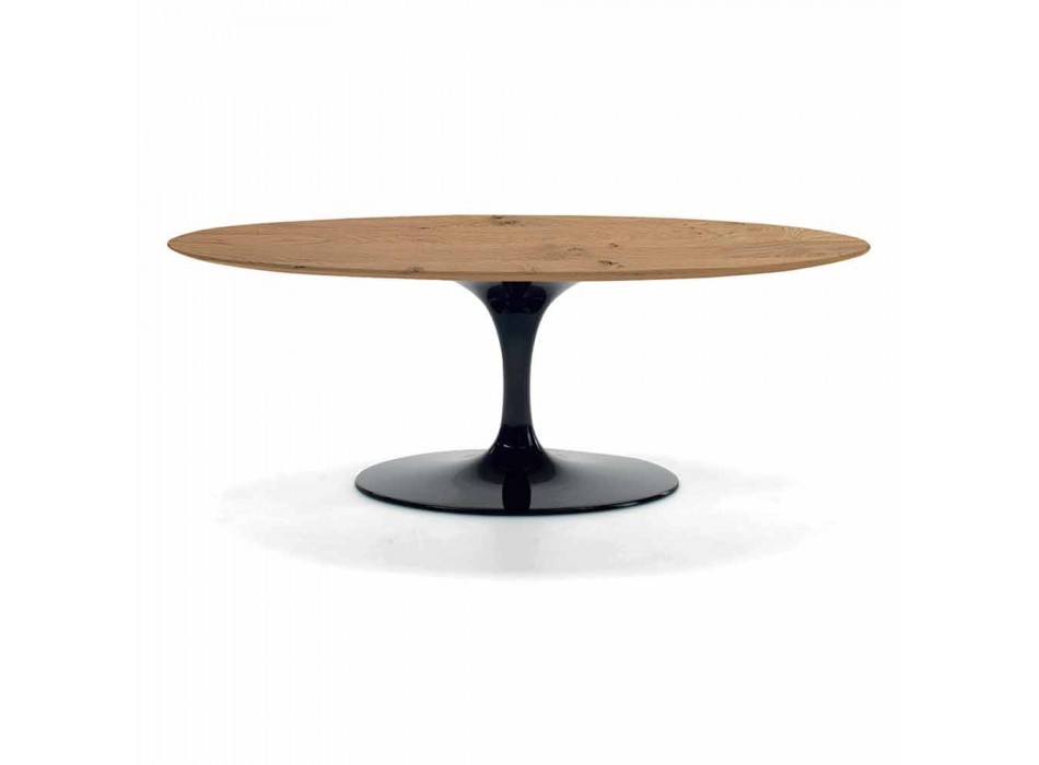 Table basse avec plateau ovale en bois plaqué Made in Italy - Dollars Viadurini
