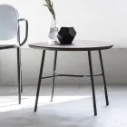 Table basse avec plateau rond en bois massif Made in Italy - Makino Viadurini