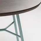 Table basse avec plateau rond en bois massif Made in Italy - Makino Viadurini