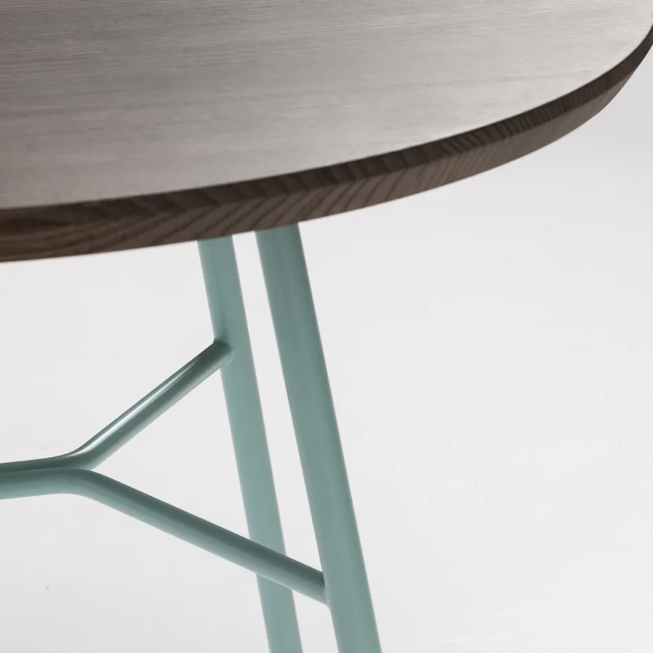 Table basse avec plateau rond en bois massif Made in Italy - Makino Viadurini