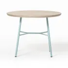 Table basse avec plateau rond en bois massif Made in Italy - Makino Viadurini