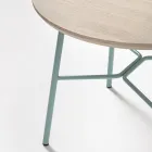Table basse avec plateau rond en bois massif Made in Italy - Makino Viadurini
