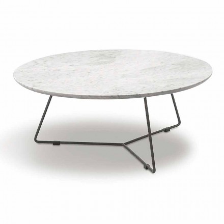 Table basse avec plateau en marbre rond et base en métal Made in Italy - Gin Viadurini
