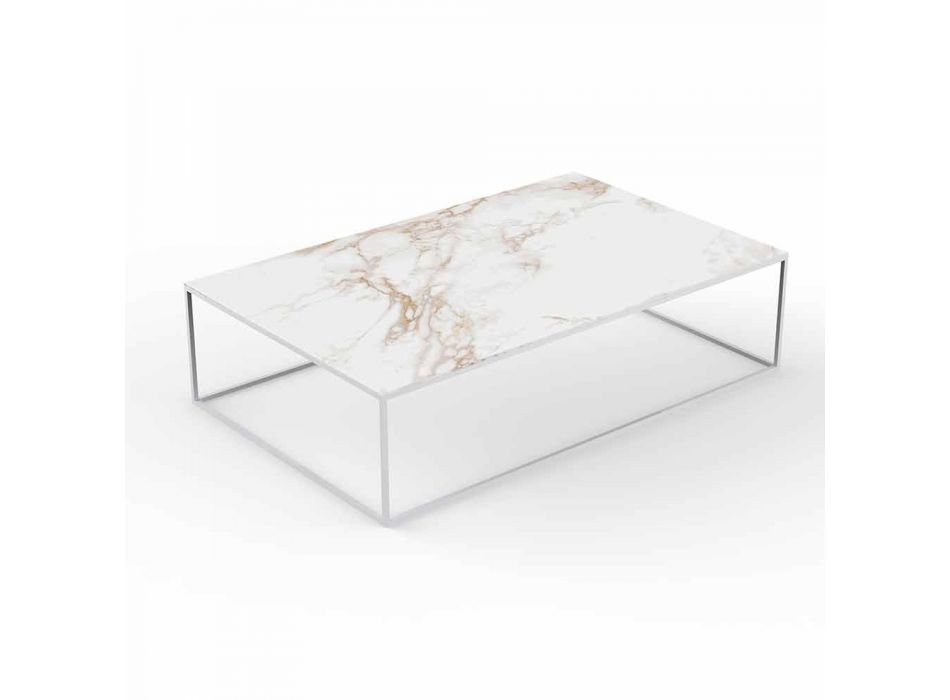 Table basse en aluminium et plateau effet marbre, 3 couleurs - Suave par Vondom Viadurini