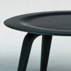 Table basse en frêne teinté noir avec plateau rond Made in Italy - Cariddi Viadurini