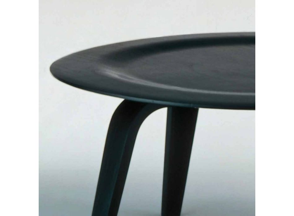 Table basse en frêne teinté noir avec plateau rond Made in Italy - Cariddi Viadurini