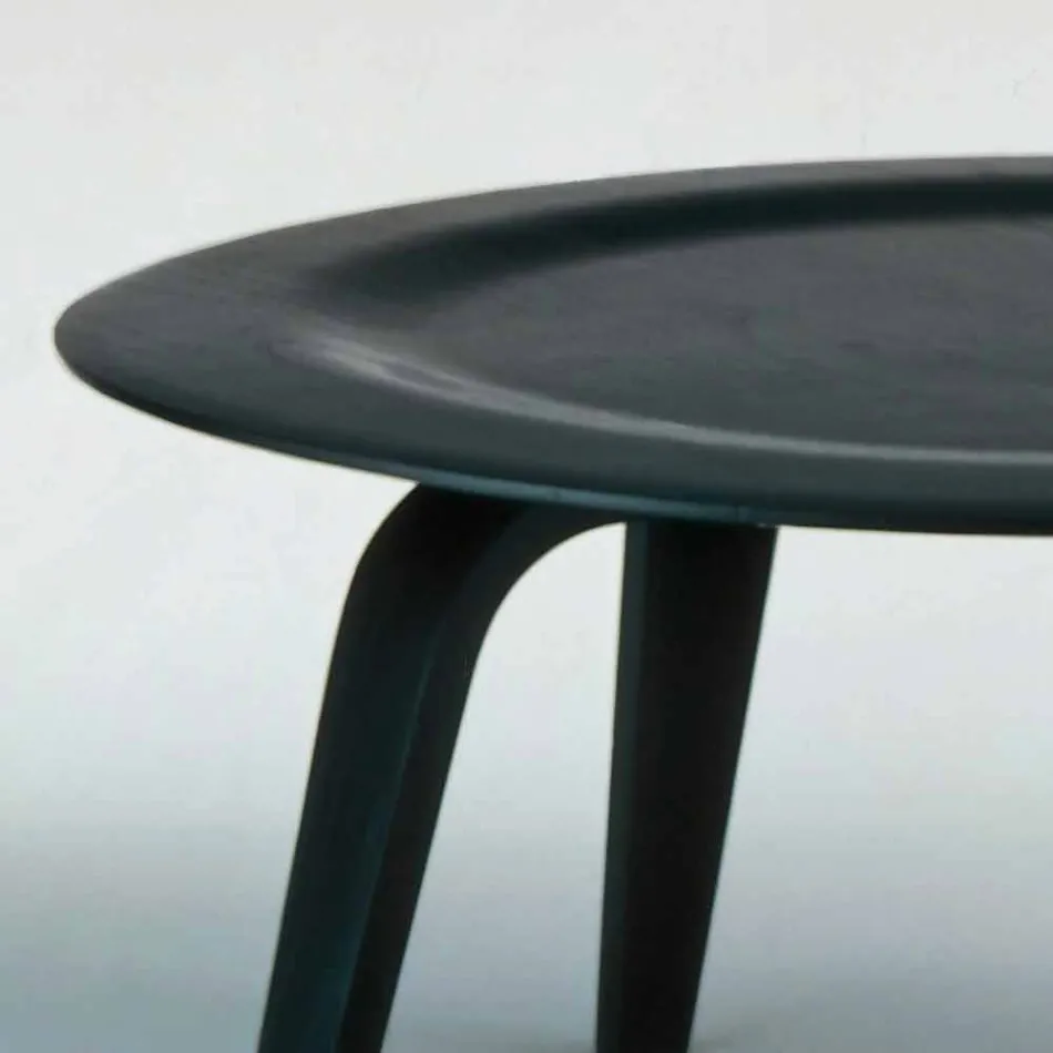 Table basse en frêne teinté noir avec plateau rond Made in Italy - Cariddi Viadurini