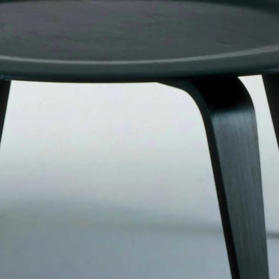 Table basse en frêne teinté noir avec plateau rond Made in Italy - Cariddi Viadurini