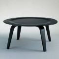 Table basse en frêne teinté noir avec plateau rond Made in Italy - Cariddi